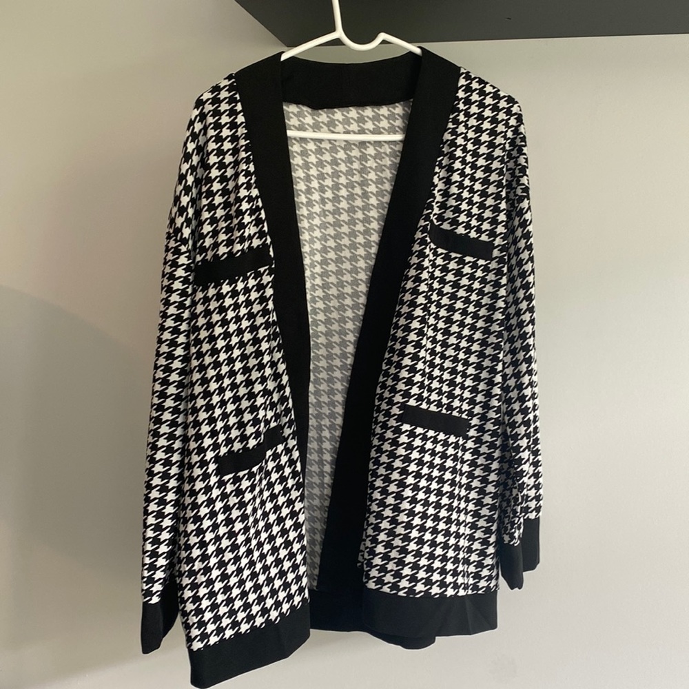 Large Shein Houndstooth cardigan
